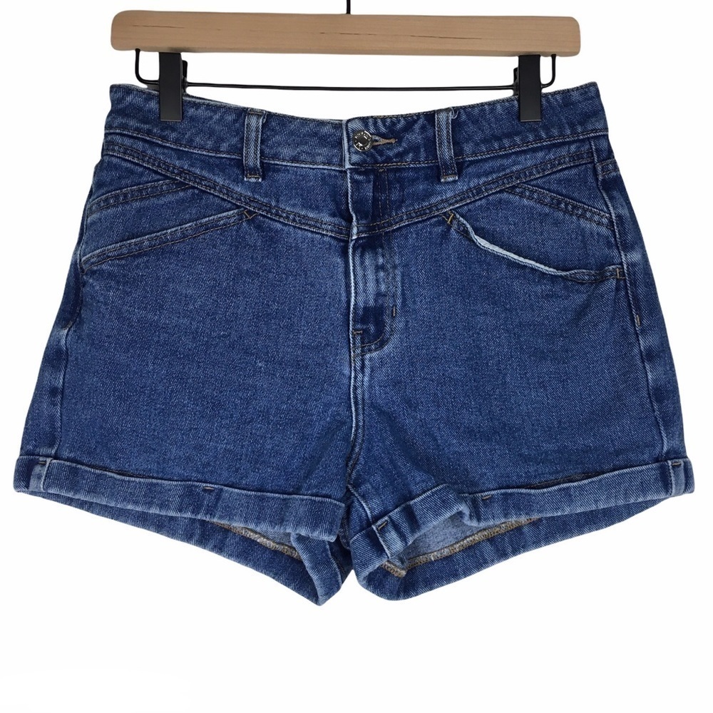 PACSUN Mom Short High Rise Waist Jean Denim Double Yoke Western Flair Size 28